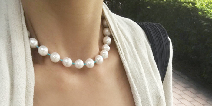 Big Pearl &amp; Turquoise Necklace
