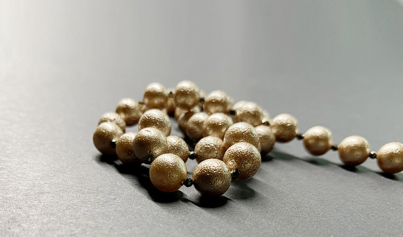 BEIGE GOLD PEARL NECKLACE [8 MM]